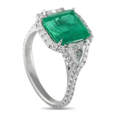 Kwiat Platinum 1.0ct Diamond And Emerald Ring Kw07-061025 In Metallic