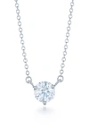 Kwiat Round Diamond Solitaire Pendant Necklace In White Silver