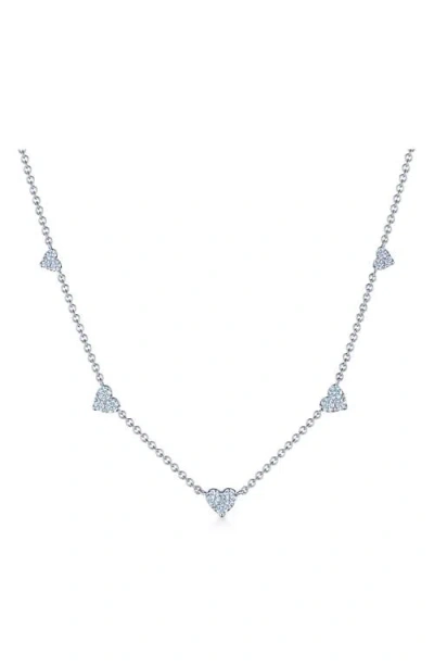 Kwiat Sunburst Heart Station Necklace In Silver