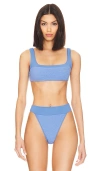 Kya Jayce Reversible Bikini Top In Azure Scrunch & Azure
