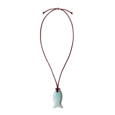 Kybele Studio Women's Blue Coastal Fish Cord Necklace With Amazonite