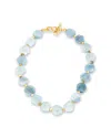 Kybele Studio Women's Gold / Blue Ocean Bliss Necklace With Hexagonal Aquamarine