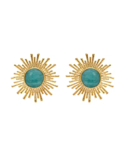 Kybele Studio Women's Gold / Green / Blue Celestial Radiance Earrings With Aventurine