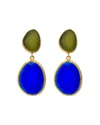 Kybele Studio Women's Gold / Green / Blue Ocean Depths Cat Eye Earrings