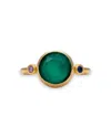Kybele Studio Women's Gold / Green Emerald Horizon Cateye Ring