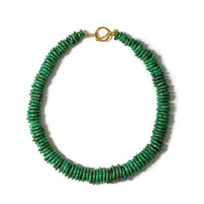 Kybele Studio Women's Gold / Green Island Echo Necklace In Green Howlite