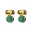 Kybele Studio Women's Gold / Green Prehnite Drop Earrings In Multi