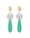 Kybele Studio Women's Gold / Green / White Verdant Bliss Earrings With Aventurine & Pearls