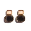 Kybele Studio Women's Gold / Grey / White Gold Color Block Cat's Eye Earrings In Anthracite & Champagne In Multi