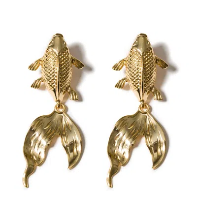 Kybele Studio Women's Gold Koi Fish Statement Earrings