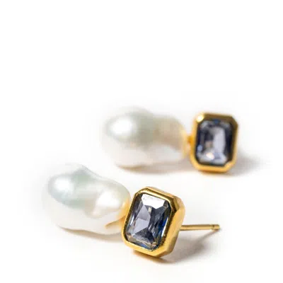 Kybele Studio Women's Gold / White / Blue Bloom Drop Earrings In Bluebell In Multi