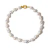 Kybele Studio Women's Gold / White Positano Necklace With White Baroque Pearls