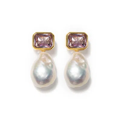 Kybele Studio Women's Gold / White / Purple Bloom Drop Earrings In Violet