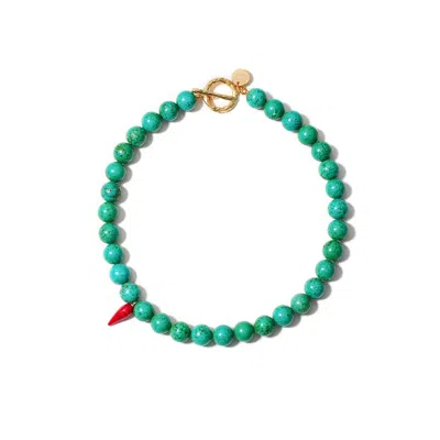 Kybele Studio Women's Green Oceana Heat Necklace With Turquoise Stone & Glass Chili Pepper