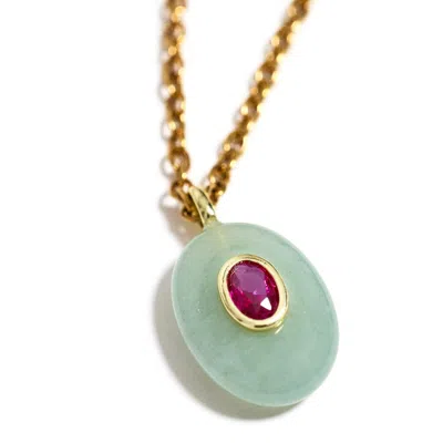 Kybele Studio Women's Green Solena Aventurine Oval Pendant Necklace In Gold