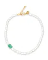 Kybele Studio Women's Green / White / Gold Whimsical Charm Necklace With Aventurine & Pearls