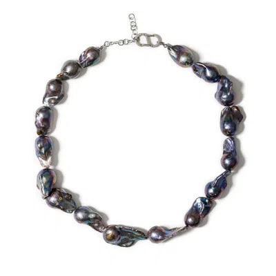 Kybele Studio Women's Grey Capri Necklace With Dark Baroque Pearls