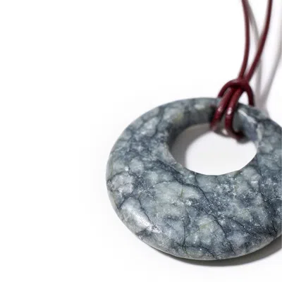 Kybele Studio Women's Grey Midnight Tide Cord Necklace With Black Rhodonite In Gray