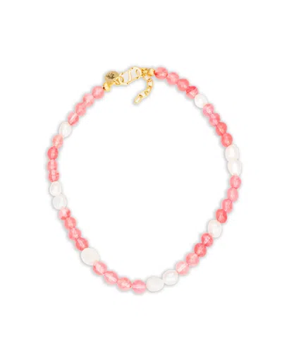 Kybele Studio Women's Pink / Purple / White Blush Radiance Necklace With Strawberry Quartz & Pearls
