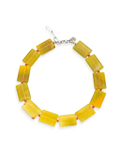 Kybele Studio Women's Red / Silver / Green Golden Glow Necklace With Chunky Agate & Corals