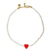 Kybele Studio Women's Red / White Riviera Crush Necklace With Glass & Genuine Pearls