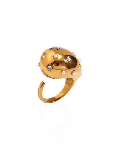 Kybele Studio Women's White / Gold Disco Ring In Gold In Multi