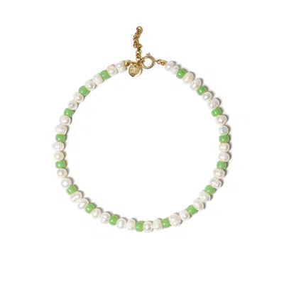 Kybele Studio Women's White / Green Fern Pearl Necklace In Multi
