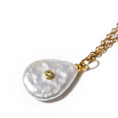 Kybele Studio Women's White / Green Petal Pearl Necklace In Moss In Multi