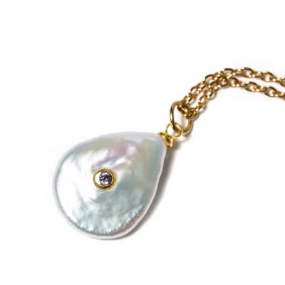 Kybele Studio Women's White / Purple Petal Pearl Necklace In Lavender In Multi