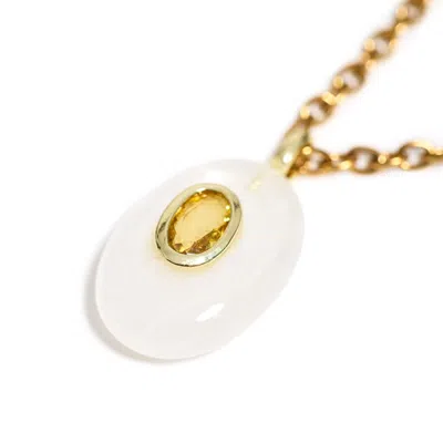 Kybele Studio Women's Yellow Moon Tide Crystal Quartz Oval Pendant Necklace In Gold