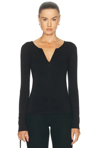 Kye Half Zip Long Sleeve Top In Black