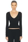 Kye Recline V Long Sleeve Top In Black