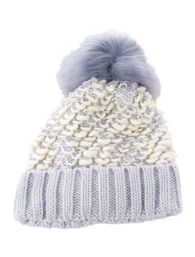 Pre-owned Kyi Kyi Blue Knit Beanie W/tags In Blue/white