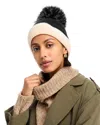 Kyi Kyi Faux Fur Pom Pom Kitted Hat In Black/ivory
