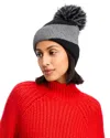 Kyi Kyi Faux Fur Pom Pom Knit Hat In Gray/black
