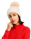 Kyi Kyi Faux Fur Pom Pom Knit Hat In Pistachio