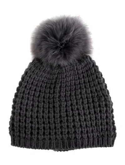 Pre-owned Kyi Kyi Fox Trim Wool Beanie In Multi