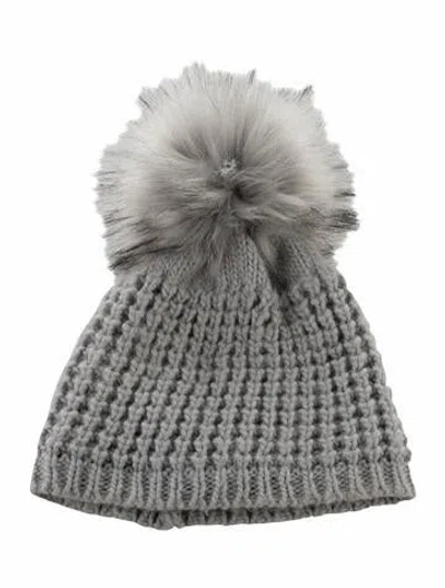 Pre-owned Kyi Kyi Pom Pom Beanie In Neutral
