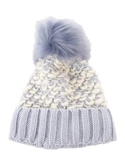 Pre-owned Kyi Kyi Wool Knit Winter Beanie Hat W/tags In Blue/neutrals