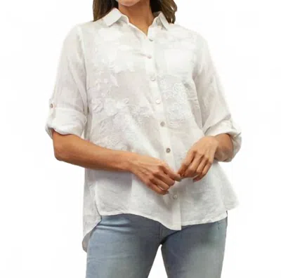 Kyla Seo Dani Embroidered Linen Shirt In White
