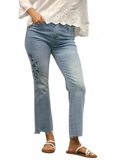 Kyla Seo Kai Floral Embroidery Crop Pants In Blue