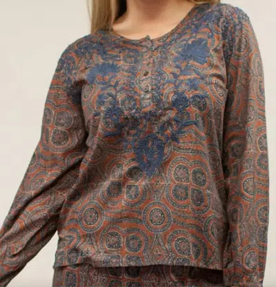 Kyla Seo Kapri Blouse In Brown/navy In Multi
