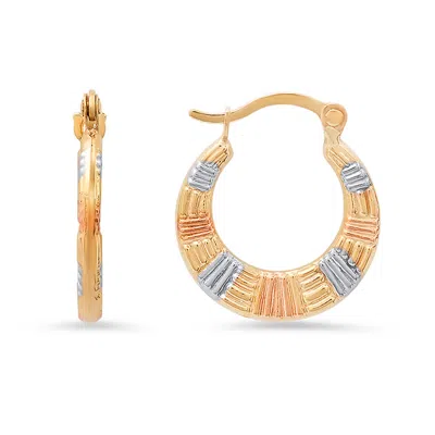 Kylie Harper 10k Tri-color Gold Vintage 16mm Diamond - Cut Huggy Hoop Earrings