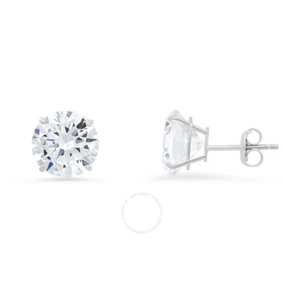 Kylie Harper 10k White Gold 8mm Round-cut Cubic Zirconia  Cz Stud Earrings