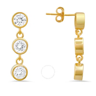 Kylie Harper 14k Gold Over Gold Over Silver Dangling Bezel-set Cz Earrings