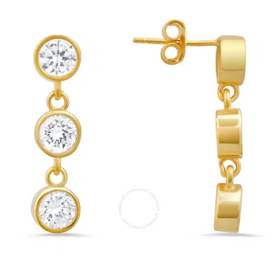 Kylie Harper 14k Gold Over Gold Over Silver Dangling Bezel-set Cz Earrings In Gold Tone