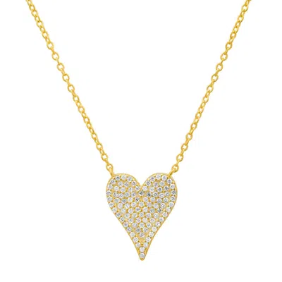 Kylie Harper 14k Gold Over Gold Over Silver Elongated Cz Heart Necklace