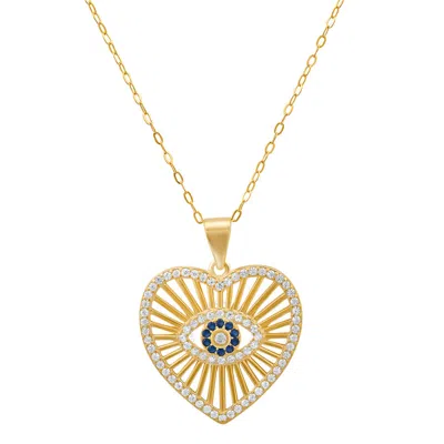 Kylie Harper 14k Gold Over Gold Over Silver Evil Eye Heart Pendant