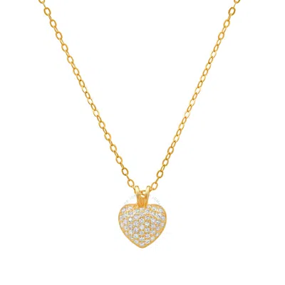 Kylie Harper 14k Gold Over Gold Over Silver Tiny Puffed Cz Heart Pendant