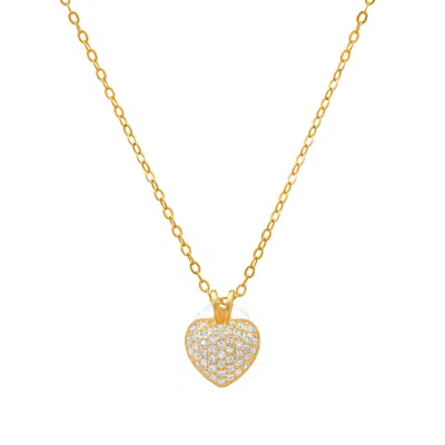 Kylie Harper 14k Gold Over Gold Over Silver Tiny Puffed Cz Heart Pendant In Gold Tone